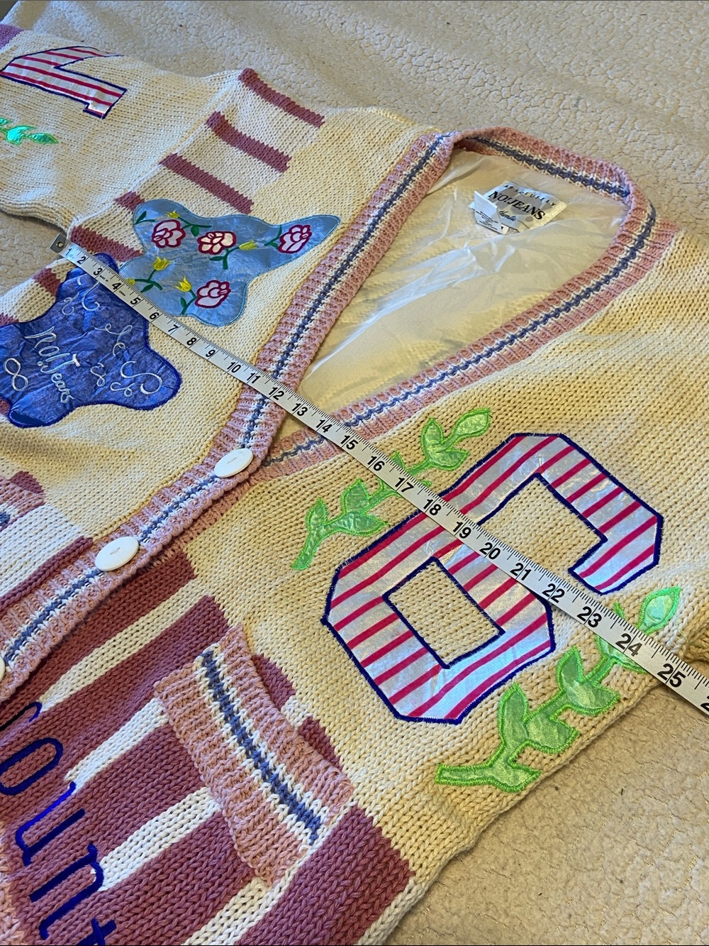 Absolutely No! Jeans Vintage Cardigan Embroidered Grandma Core Sweater OS - Picture 14 of 14